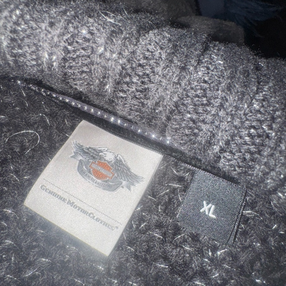 Harley-Davidson Women's Black Heavy Knit Zip-Up Sweater - Picture 5 of 5